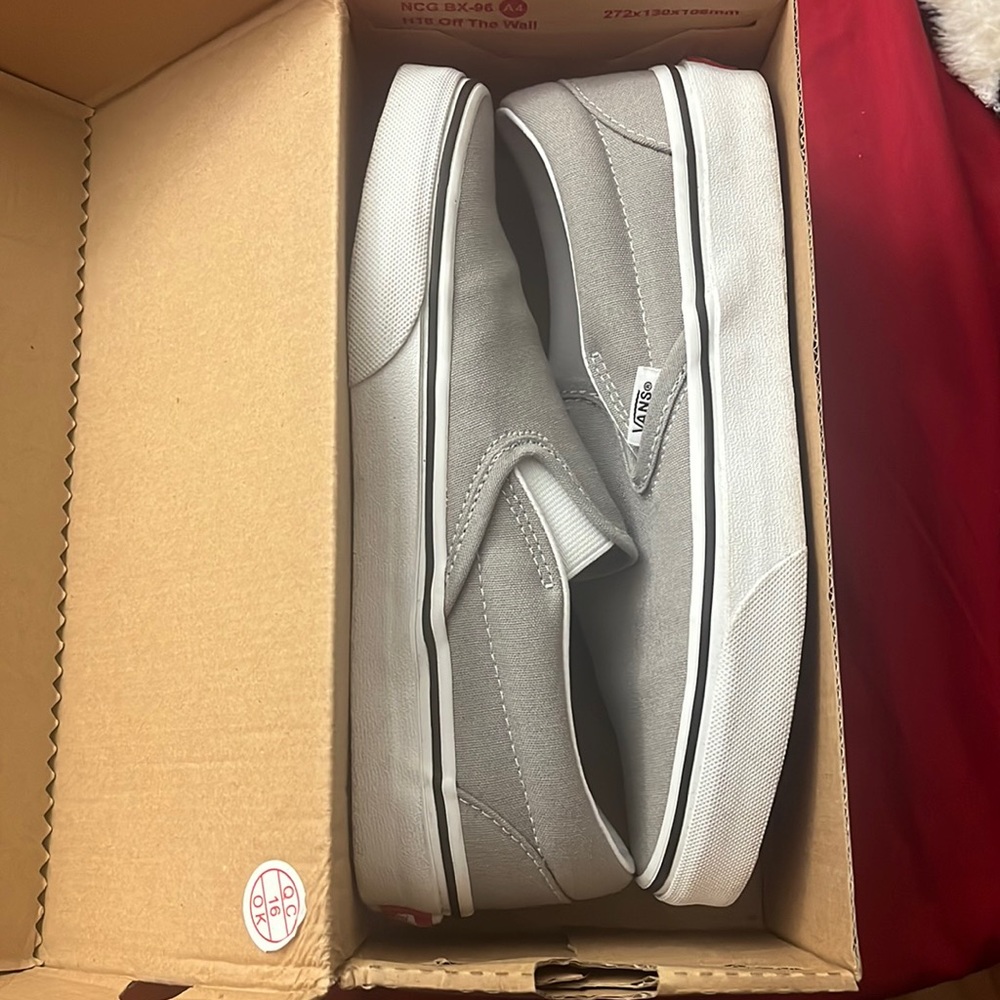 Grey slip on vans